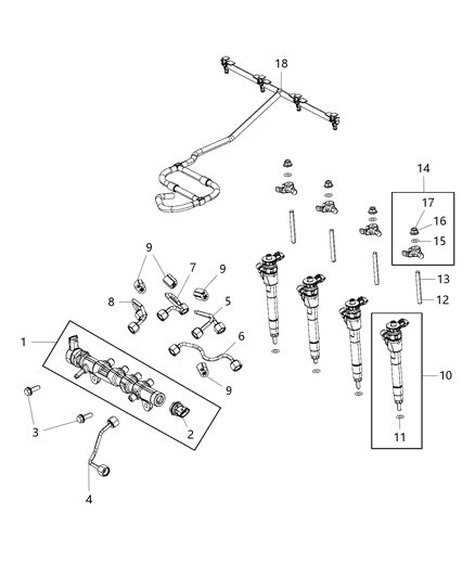 2019 Jeep Cherokee Clamp Injector Diagram for 68286209AA