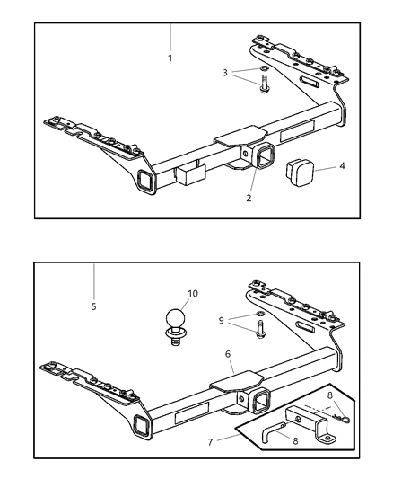 2001 Jeep Cherokee Receiver Kit Trailer Tow Diagram for 82204709