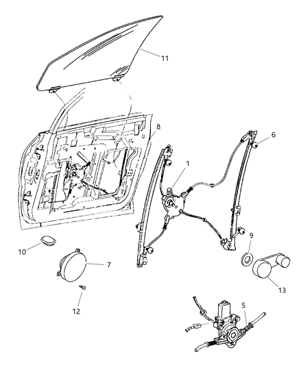 1998 Dodge Caravan Regulator Handle, Gray Diagram for FW80SC3