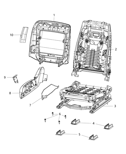 2020 Dodge Charger Adjusters, Recliners, Shields And Risers - Passenger Seat Diagram 2 - Thumbnail