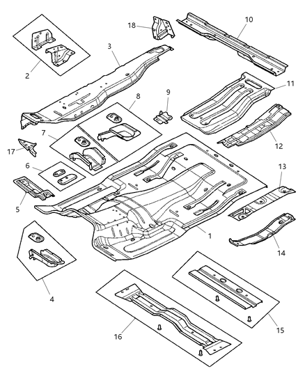 1999 Dodge Ram 3500 Panel Front Floor Pan Diagram for 55275180AB