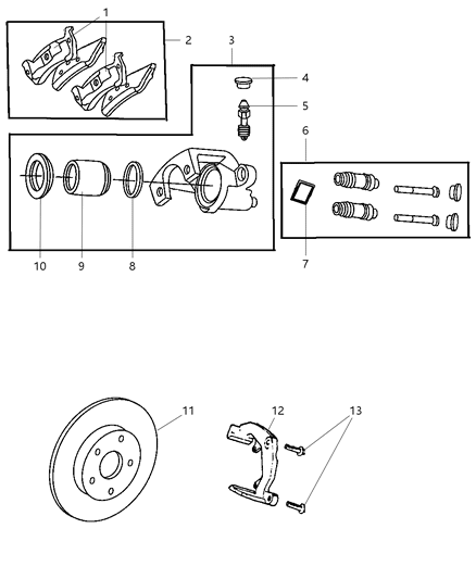 2004 Jeep Grand Cherokee Rotor Brake Diagram for V5018666