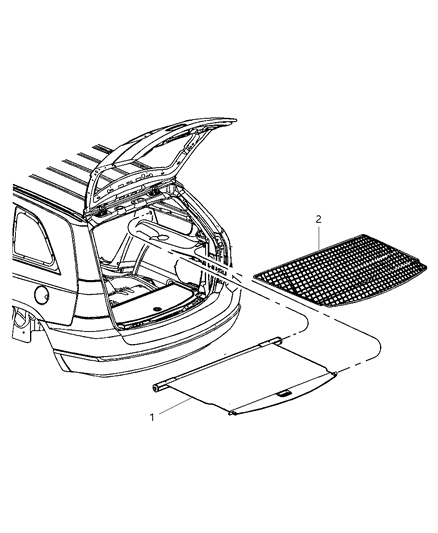 2008 Chrysler Pacifica Cargo Cover, Rear Diagram for TW56BD1AG