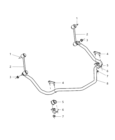 2007 Dodge Ram 3500 Cab Chassis Stabilizer Bar - Rear Diagram