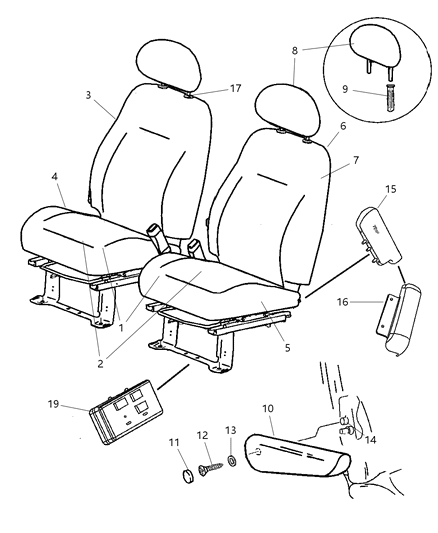 2005 Chrysler PT Cruiser Front Seat Diagram 7 - Thumbnail