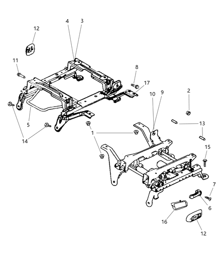 2007 Dodge Ram 3500 Cab Chassis Adjusters & Miscellaneous Front Seat Attachments Diagram