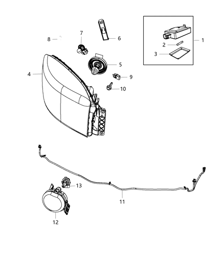 2017 Ram 2500 Headlamp Assembly, Black, Front Driver Side Diagram for 68088549AC