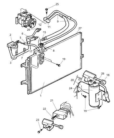 2001 Dodge Ram Wagon Discharge Line, Front Diagram for 55037328AB