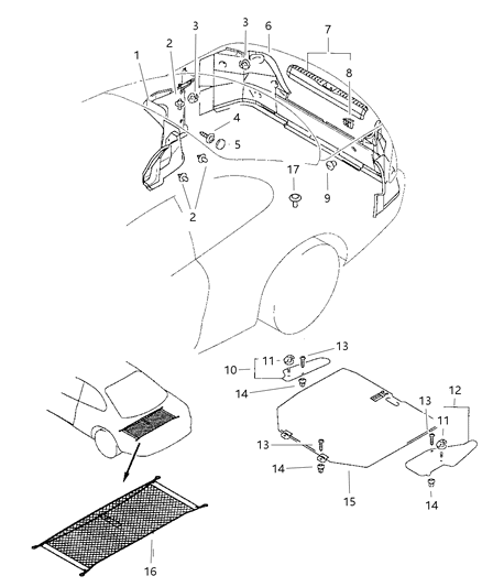 1997 Dodge Avenger Rear Panel Retainer, Black Diagram for MR201972