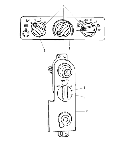 1998 Dodge Ram Van Knob A/C And Heater Control - Rotary Diagram for 5011218AA