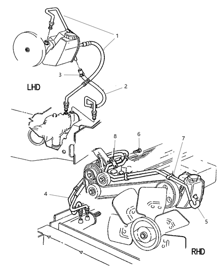 1999 Jeep Cherokee Power Steering Hoses And Reservoir Diagram 4 - Thumbnail