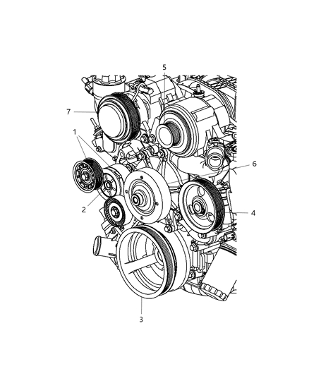 2010 Jeep Commander Pulley & Related Parts Diagram 1 - Thumbnail