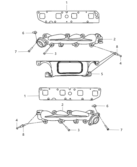 2011 Ram 3500 Cab Chassis Exhaust Manifolds & Heat Shields Diagram