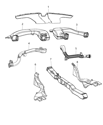 2017 Dodge Charger Defroster Duct, Front Diagram for 68110727AD