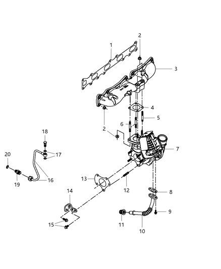 2012 Jeep Liberty Turbo Charger & Oil Hoses / Tubes Diagram