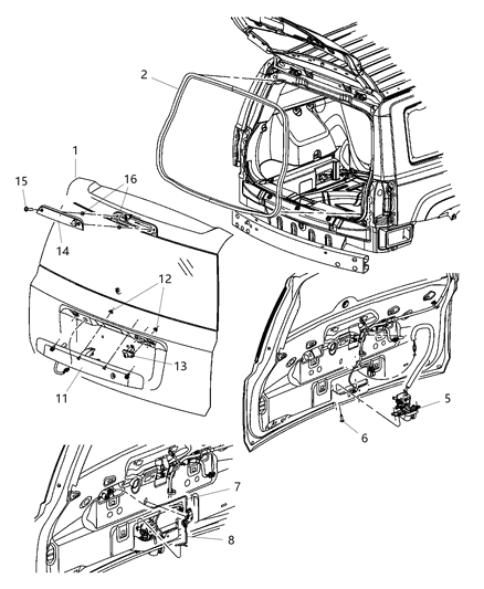 2007 Jeep Patriot Handle Liftgate Diagram for ZH33AJCAD