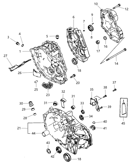 1997 Dodge Avenger Case , Transaxle & Related Parts Diagram 1 - Thumbnail