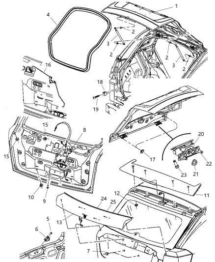 2007 Dodge Caliber Handle Liftgate Diagram for ZG86DV6AE