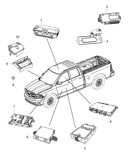 2017 Ram 3500 Pickup Modules, Body Diagram