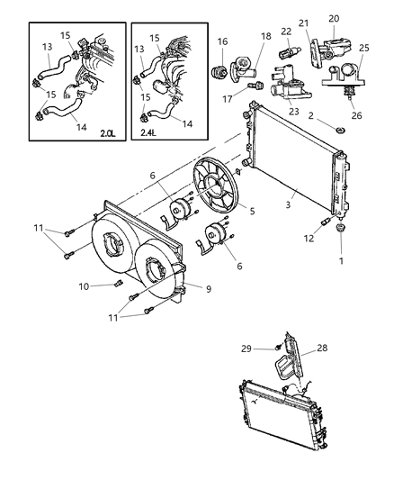 2001 Chrysler Sebring Thermostat Engine Coolant Diagram for 4792237AB