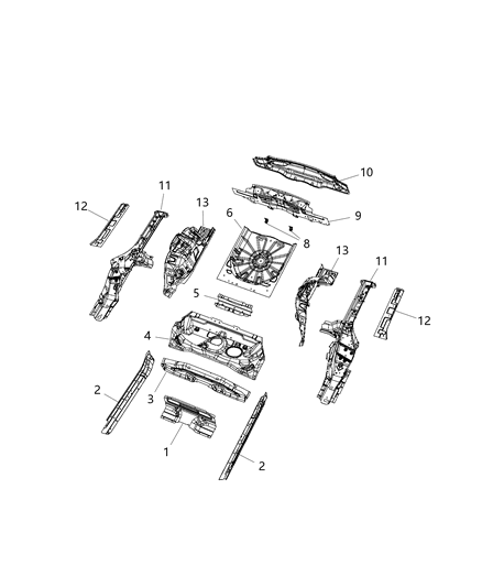 2018 Jeep Compass Floor Reinforcement, Rear Diagram for 68320507AA
