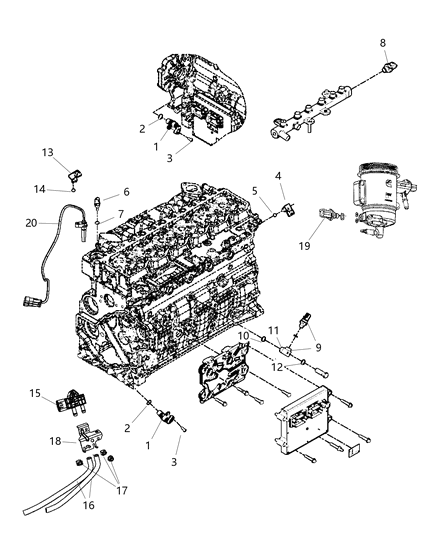 2011 Ram 3500 Pickup Sensors - Engine Diagram