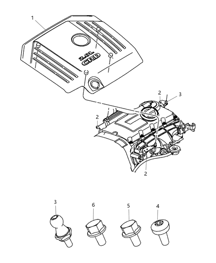 2010 Chrysler Sebring Engine Cover & Related Parts Diagram 2 - Thumbnail