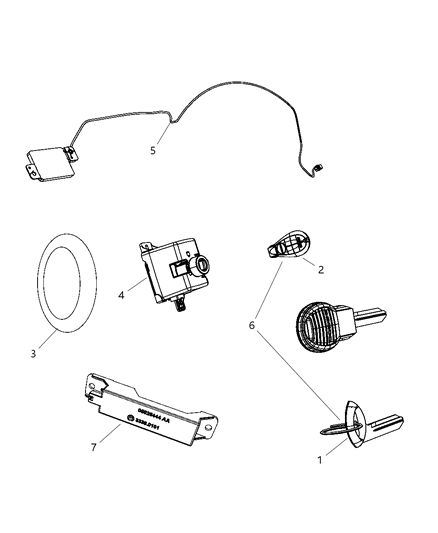 2010 Jeep Grand Cherokee Transmitter Kit Integrated Key Fob Diagram for 68043894AA