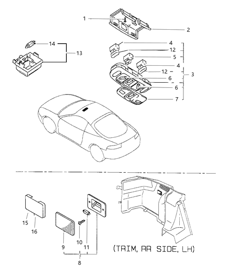 1997 Chrysler Sebring Dome Lamp Assembly, Beige Diagram for MR757864