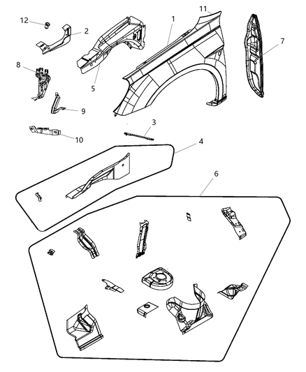 2011 Chrysler 200 Fender, Front Passenger Side Diagram for 68079072AB