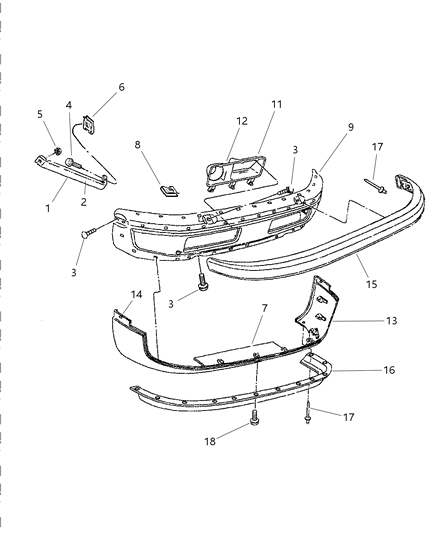 1997 Dodge Ram 2500 Shield Sight Radiator Grille To Upper Crossmember Diagram for 55076786