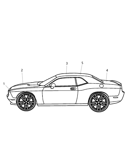 2019 Dodge Challenger Decal Roof - Trim To Fit, Black Diagram for 68304218AB