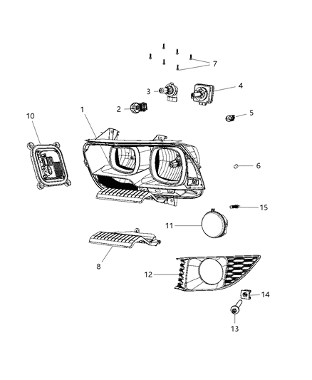 2011 Dodge Charger Fog Lamp Bezel, Front Passenger Side Diagram for 68092572AA