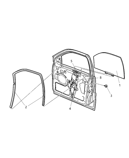 2002 Jeep Grand Cherokee Regulator Front Door Window Diagram for 55363287AB