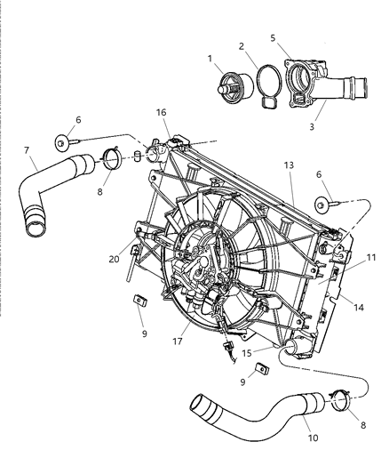 2005 Dodge Viper Thermostat Diagram for 5037344AA