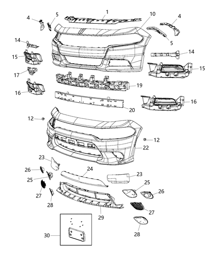 2015 Dodge Charger Fog Lamp Bezel, Front Passenger Side Diagram for 68226542AA