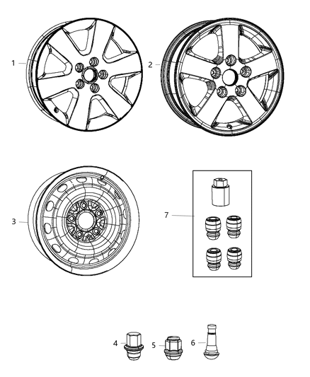 2009 Dodge Journey Wheel, Alloy Diagram for 1CY84PAKAA