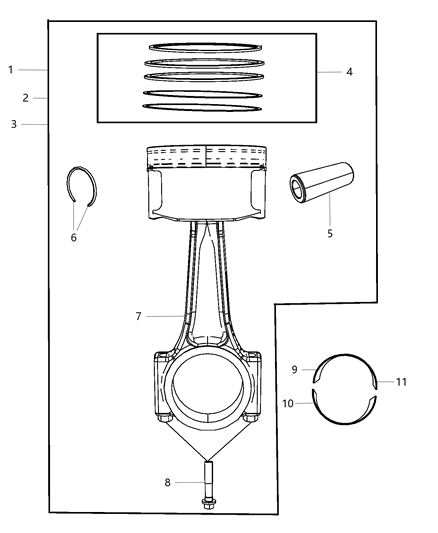 2011 Dodge Journey Pistons , Piston Rings , Connecting Rods & Connecting Rod Bearing Diagram 2 - Thumbnail