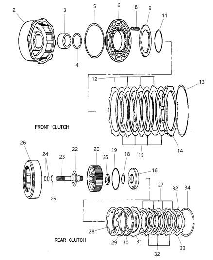 1999 Dodge Durango Clutch, Front & Rear With Gear Train Diagram 3 - Thumbnail