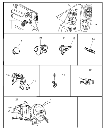 1999 Chrysler Town & Country Bulb Auxiliary A/C Blower Switch Enw1-Ew33112 Diagram for 4874516