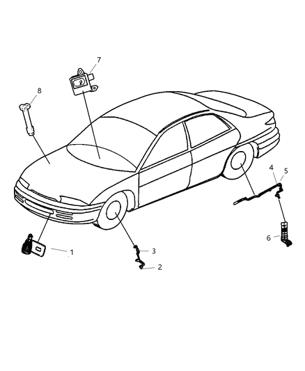 2003 Chrysler Sebring Sedan & Convertible Sensors - Body Diagram