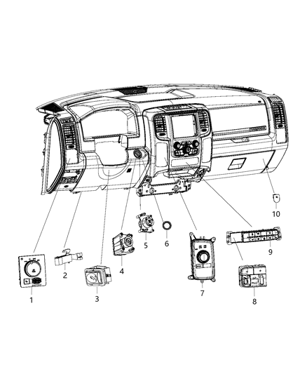 2016 Ram 3500 Pickup Switches - Instrument Panel Diagram
