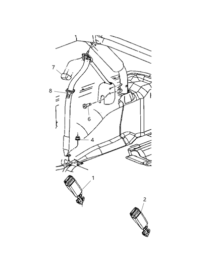 2008 Jeep Wrangler Seat Belt Rear Diagram 2 - Thumbnail