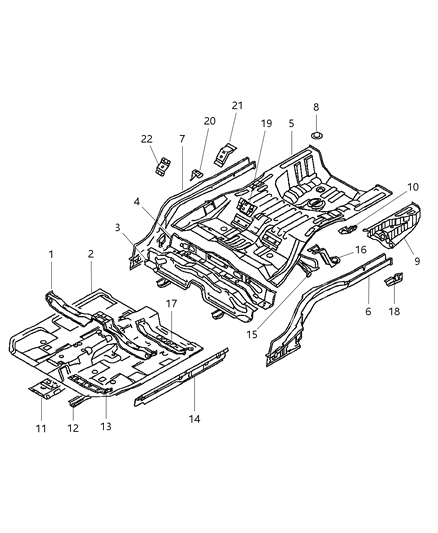 2000 Dodge Avenger Crossmember, Rear Floor Rear Seat Under Diagram for MB907651
