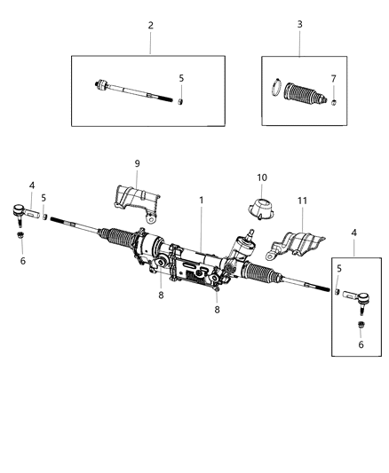 2020 Chrysler 300 Tie Rod End, Outer Passenger Side Diagram for 68395025AB