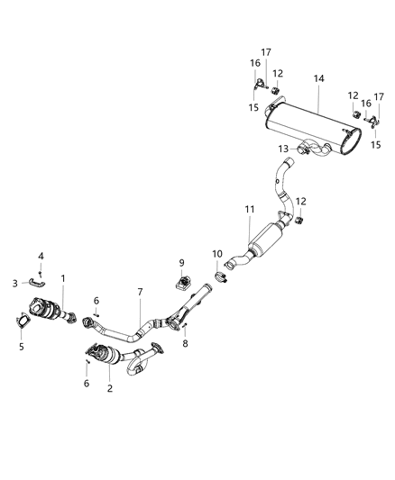 2018 Jeep Wrangler All-new Model Exhaust System Diagram 3 - Thumbnail