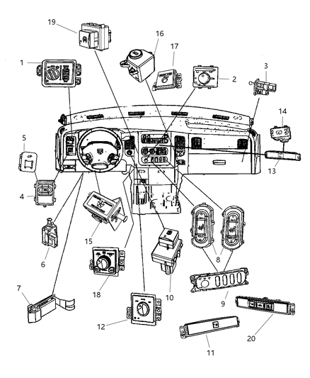 2009 Dodge Ram 2500 Switch, Upper Diagram for 68021674AB