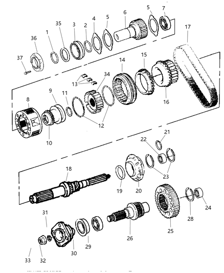 1998 Dodge Ram 2500 Regular Cab Gear Train of Transfer Case Model Diagram 2 - Thumbnail