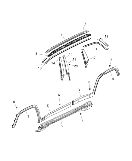 2018 Jeep Compass Molding Front Door Diagram for 5UP24RXFAA