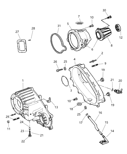 2001 Dodge Ram 1500 Retainer Transfer Case Rear Diagram for 5072895AA